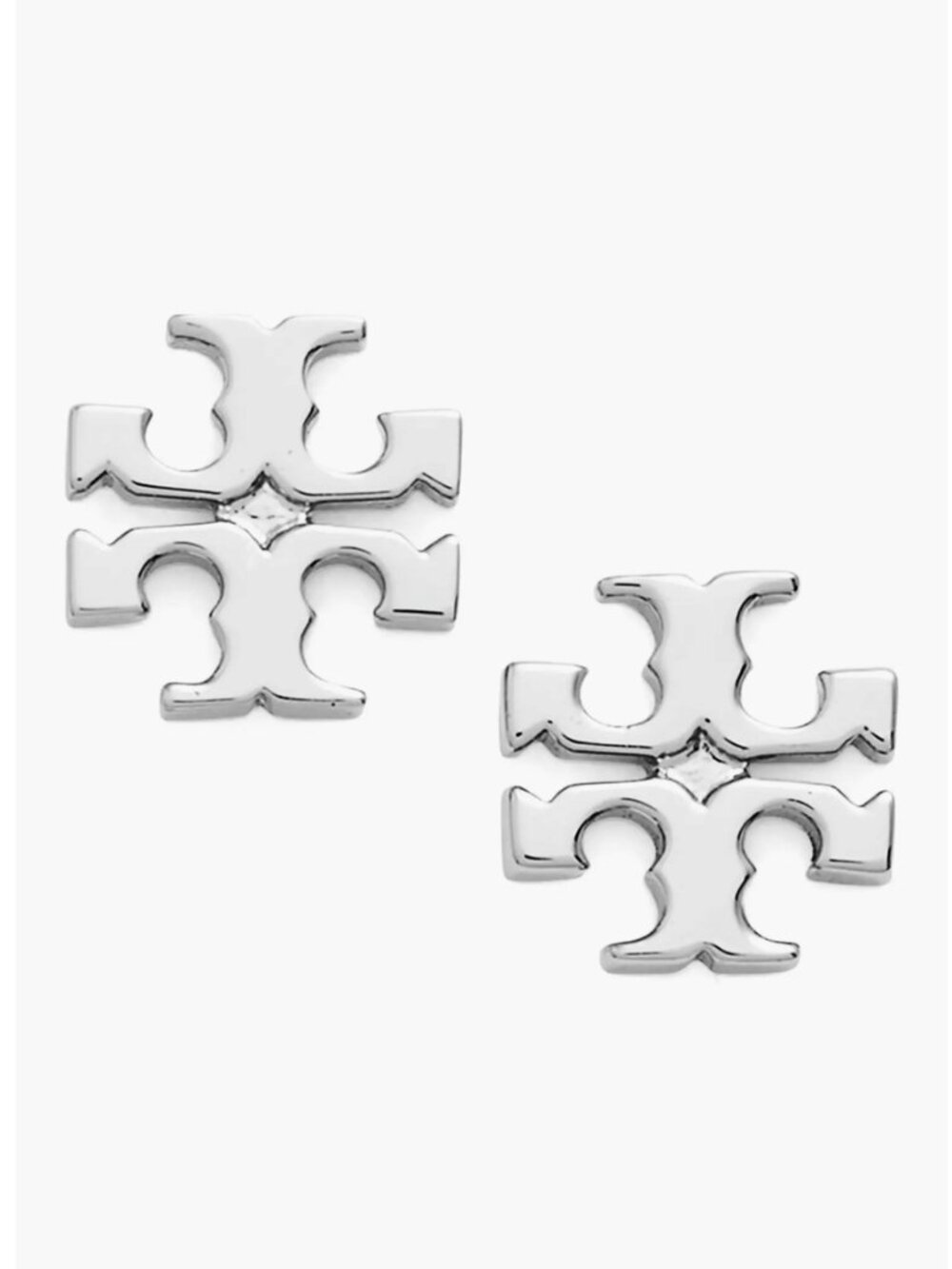 Tory Burch Silver Logo Stud Earrings Double T Logo Earrings